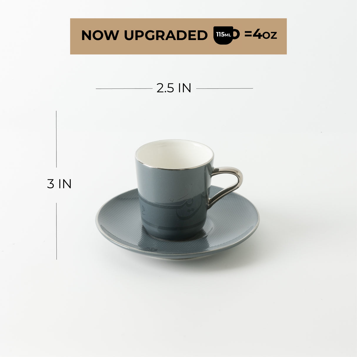 Mirral - Espresso/Turkish Coffee Set (12-Pc) - Dark Blue & Silver