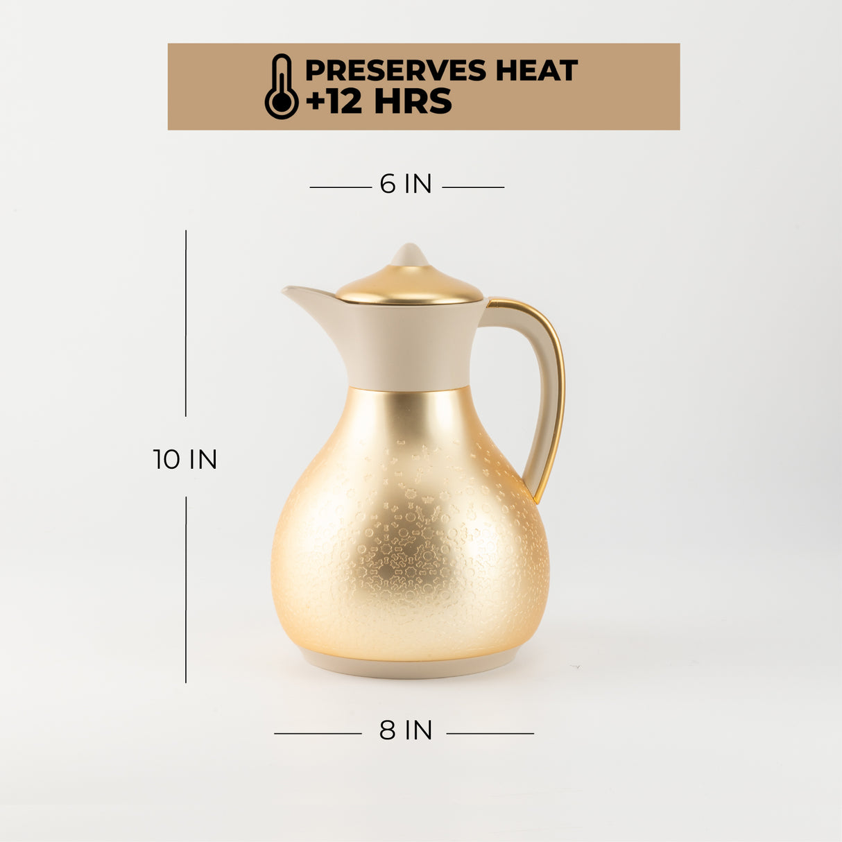 Nourhan - Vacuum Flask/Thermos - Matt Gold & Beige