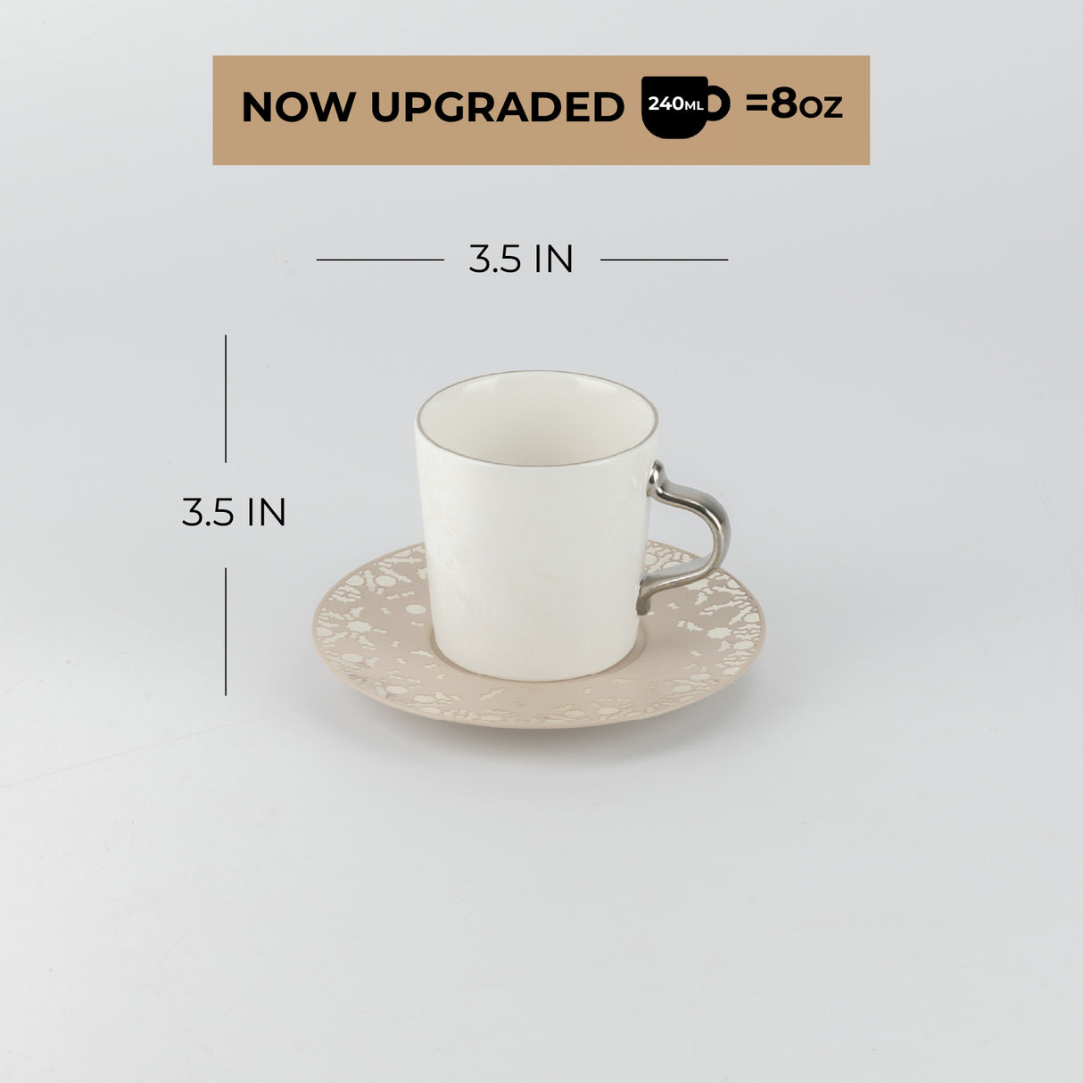 Nourhan - Cappuccino Set (12-Pc)  - Beige & Silver