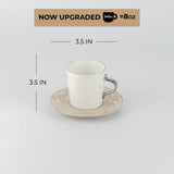 Nourhan - Cappuccino Set (12-Pc)  - Beige & Silver