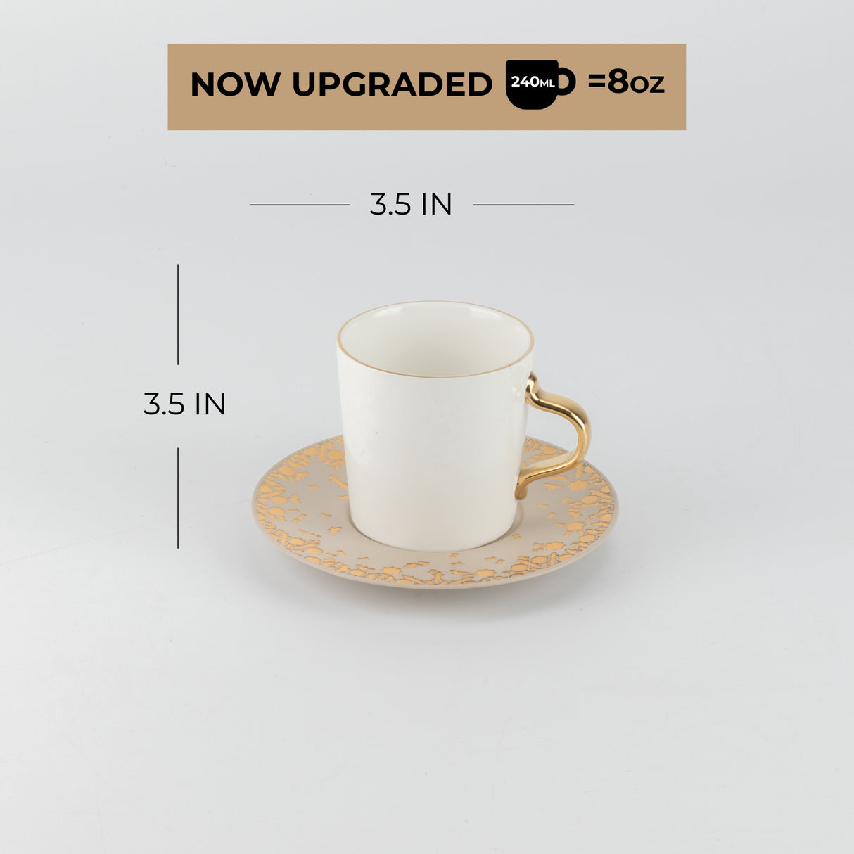 Nourhan - Cappuccino Set (12-Pc) - Gold & Beige