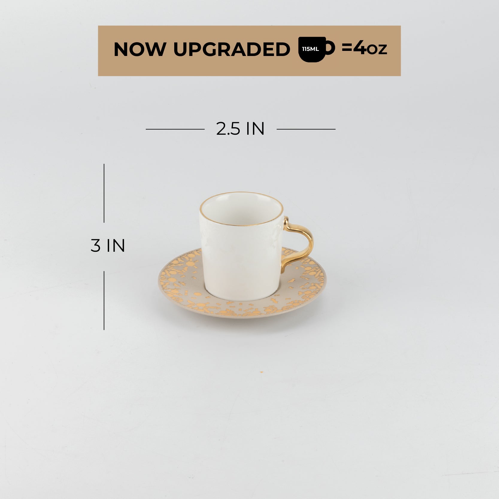 Nourhan - Espresso/Turkish Coffee Set (12-Pc) - Gold & Beige