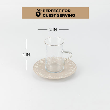 Nourhan -  Tea Set (19-Pc) - Beige & Silver