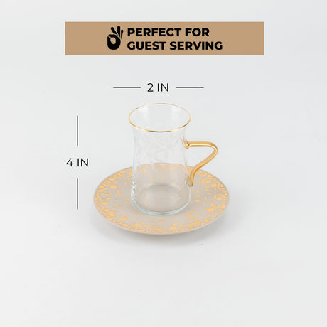 Nourhan -  Tea Set (19-Pc) - Gold & Beige