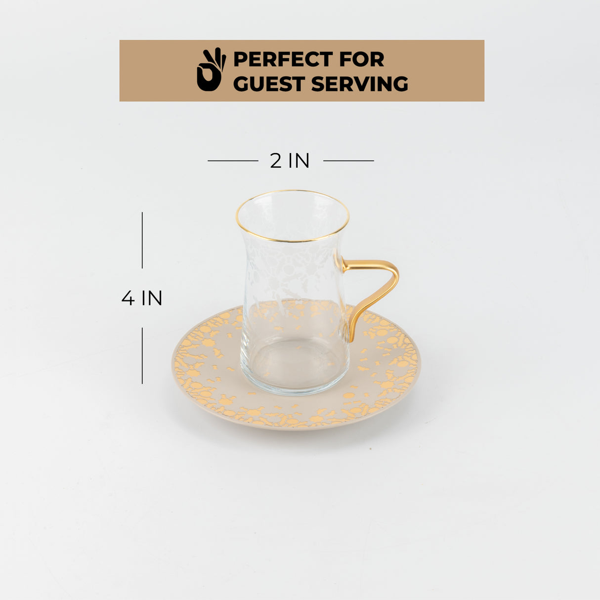 Nourhan -  Tea Set (19-Pc) - Beige & Gold