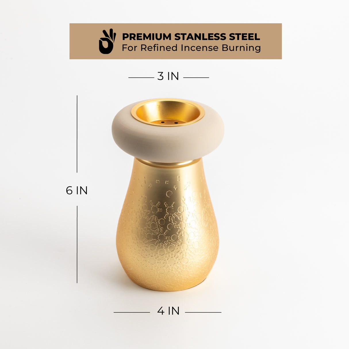 Nourhan - Incense Burner - Gold & Beige