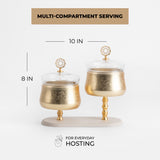 Nourhan - Dual Bowl Serving Set - Gold & Beige