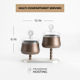 Nourhan - Dual Bowl Serving Set - Bronze & Silver