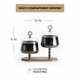 Nourhan - Dual Bowl Serving Set - Black Walnut