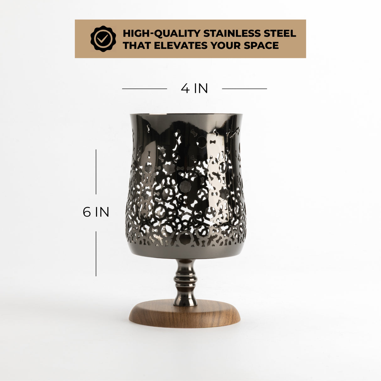 Nourhan - Medium Candle Holder - Black Walnut