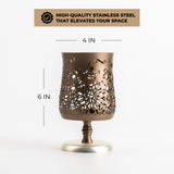 Nourhan - Medium Candle Holder  - Bronze & Silver