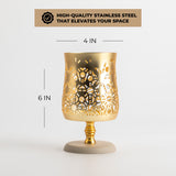 Nourhan - Medium Candle  Holder - Gold & Beige