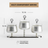 Nourhan - Triple Bowl Serving Set - Silver