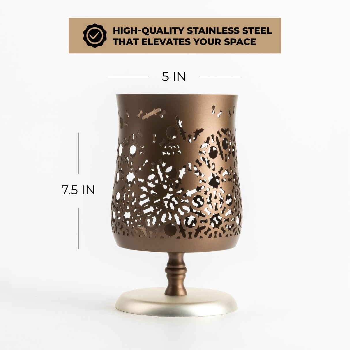 Nourhan - Large Candle Holder - Bronze & Silver