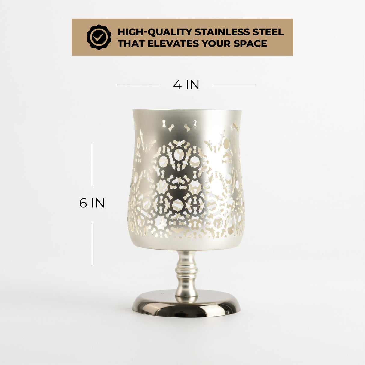 Nourhan - Medium Candle Holder - Silver