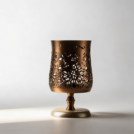 Nourhan - Large Candle Holder - Bronze & Silver
