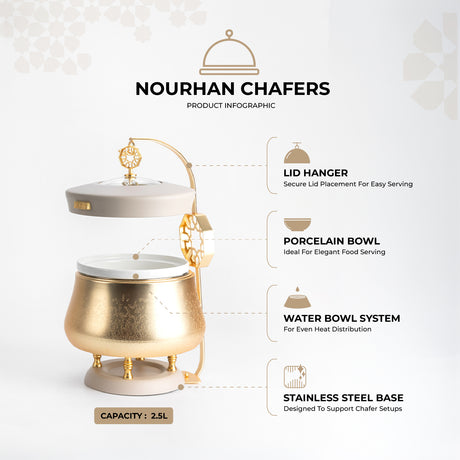 Nourhan -  2.5 Liters Chafer - Gold & Beige