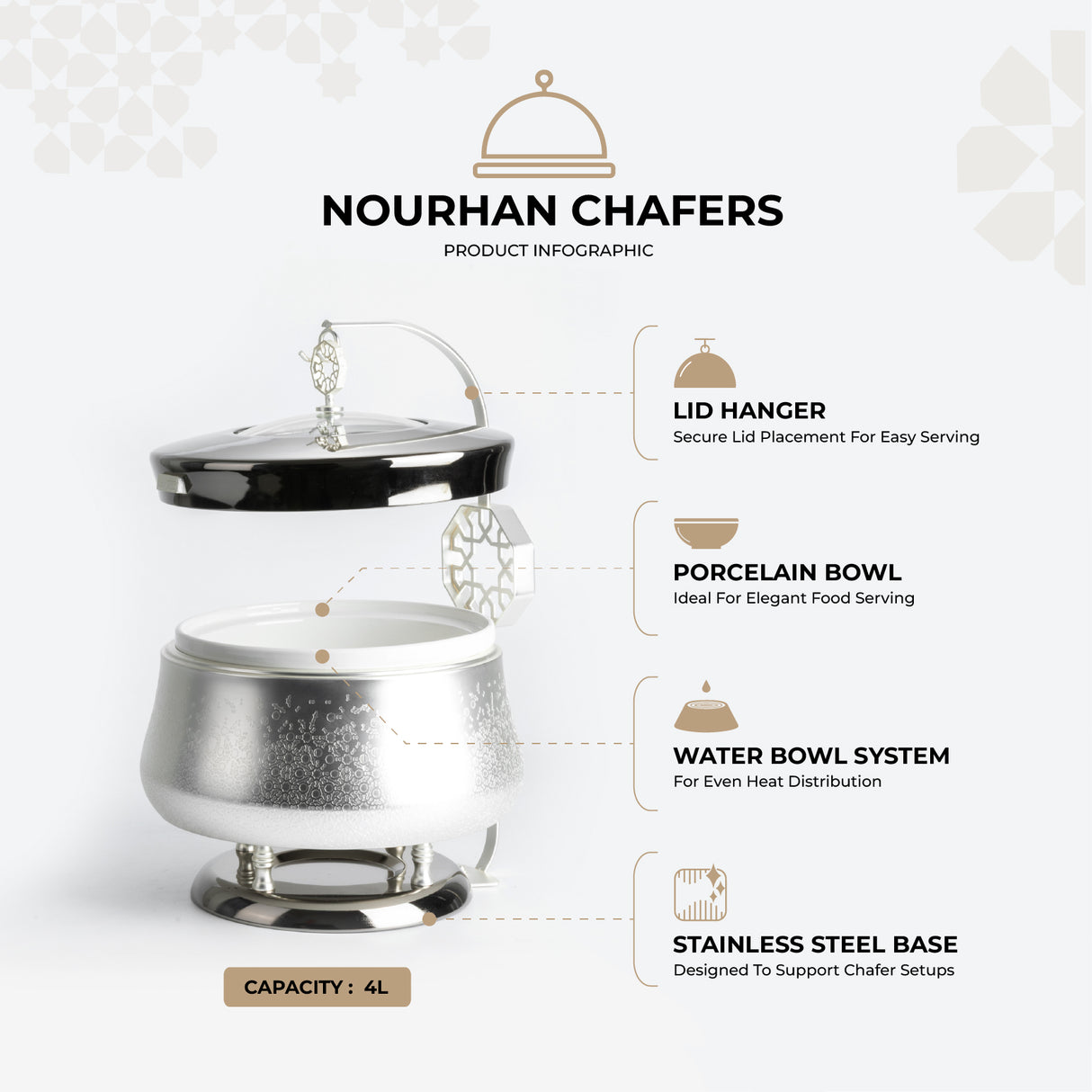 Nourhan -  4 Liters Chafer - Silver