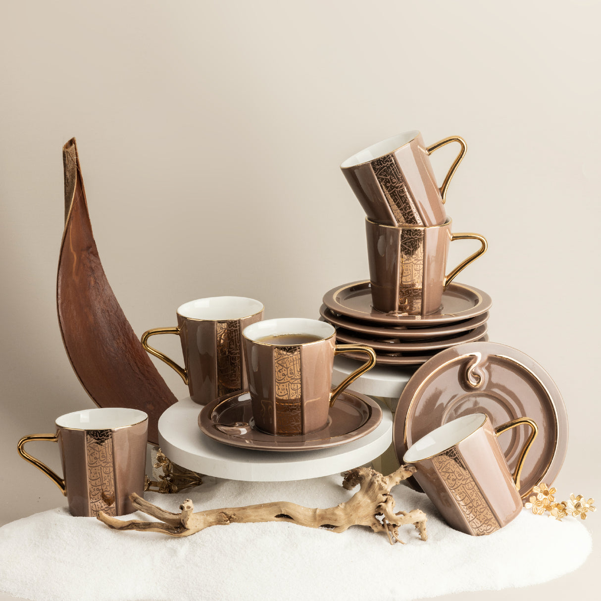 Luxury Noor - Trukish Coffee (12-Pc) - Brown & Gold