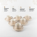 Octara - Espresso/Turkish Coffee Set (12-Pc)- Beige & Silver