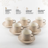 Octara - Cappuccino Set (12-Pc) - Beige & Silver