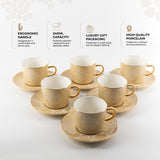Octara - Cappuccino Set (12-Pc) - Ivory & Gold