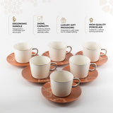 Octara - Cappuccino Set (12-Pc) - Orange & Silver