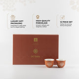 Octara - Arabic Coffee Cups Set (12-Pc) - Orange & Silver