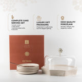 Octara - Cake Set (9-Pc) - Beige & Silver