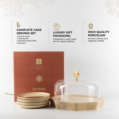 Octara - Cake Set (9-Pc) - Ivory & Gold