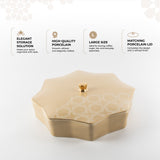Octara - Large Decorative Canister - Ivory & Gold