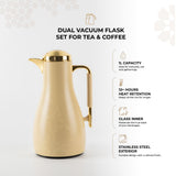 Octara - Vacuum Flask / Thermos (Set of 2)- Ivory & Gold