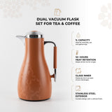 Octara - Vacuum Flask / Thermos (Set of 2)- Orange & Silver