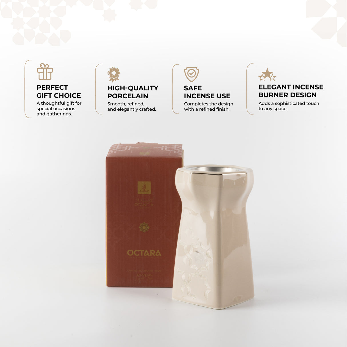 Octara - Incense Burner - Beige & Silver