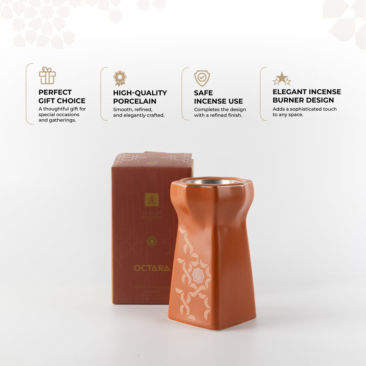 Octara - Incense Burner - Orange & Silver
