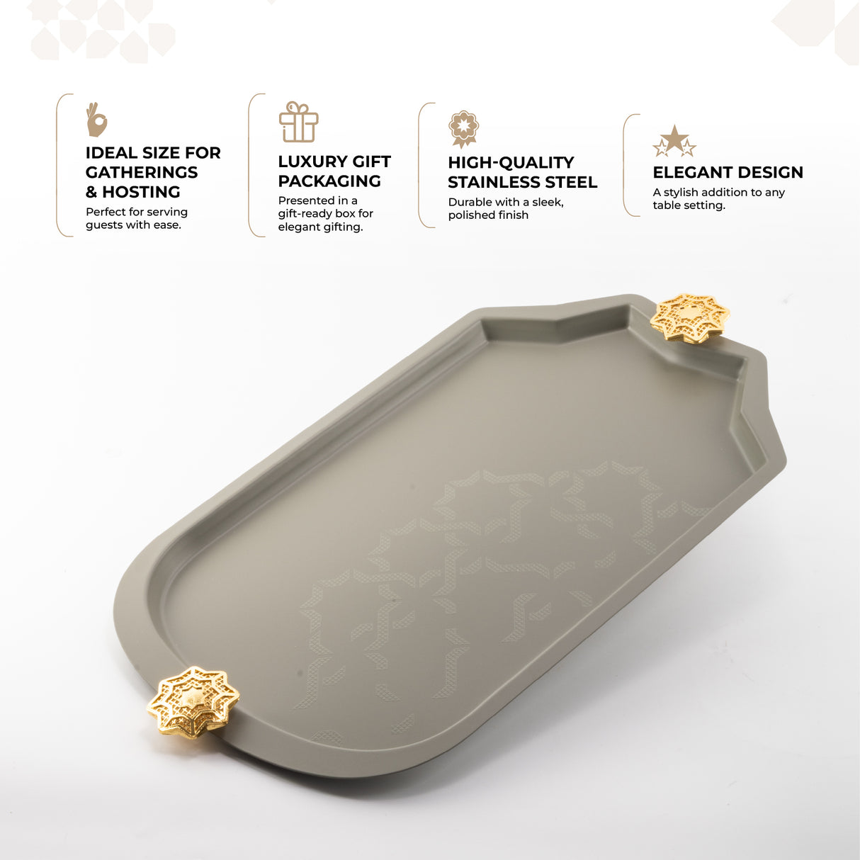 Octara - Serving Tray - Grey & Gold