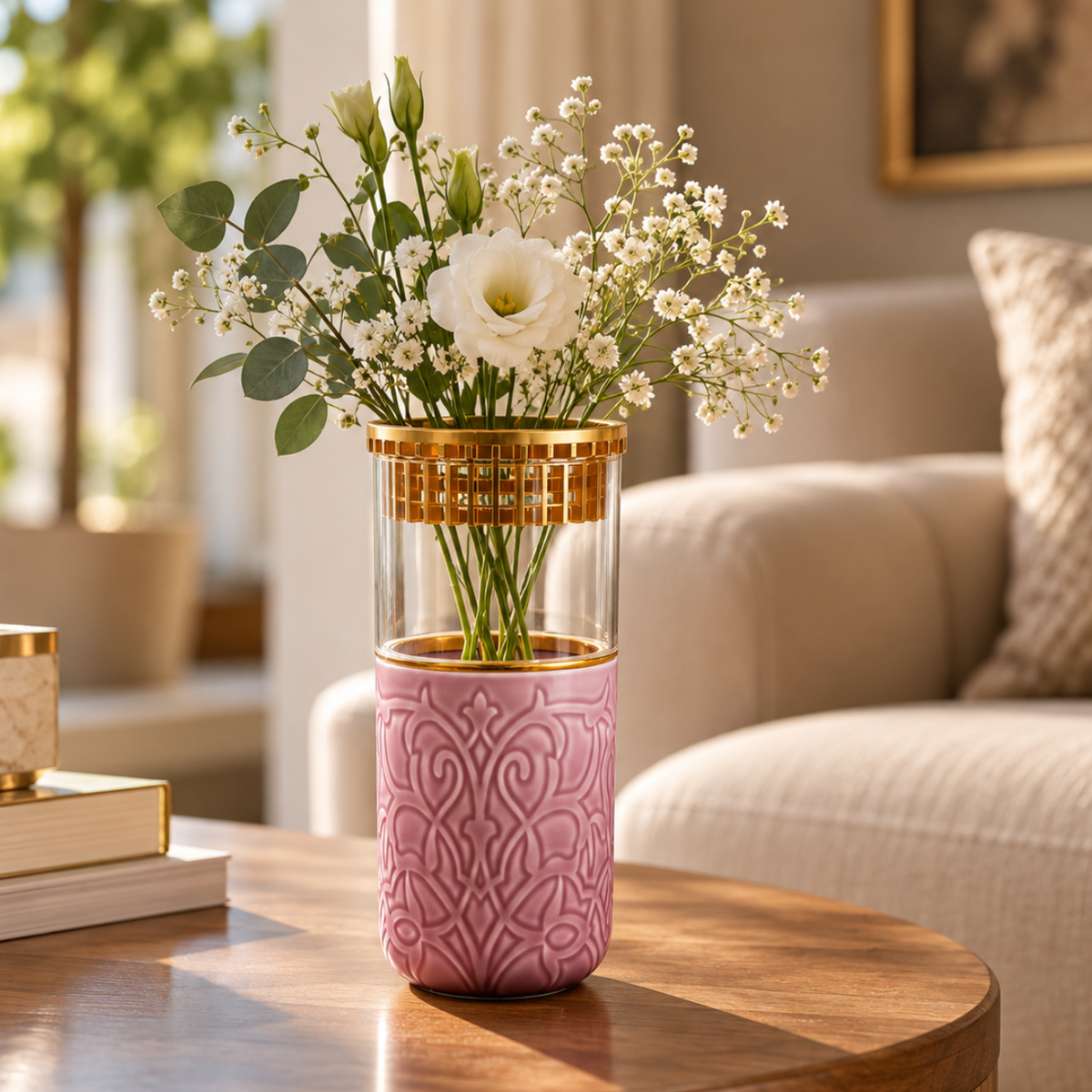 Luxury Majlis - MediumDecorative Vase - Purple & Gold