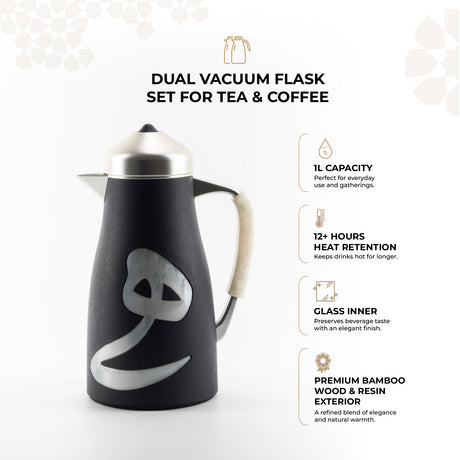 Sidrah - Vacuum Flask / Thermos (Set of 2) - Midnight Silver