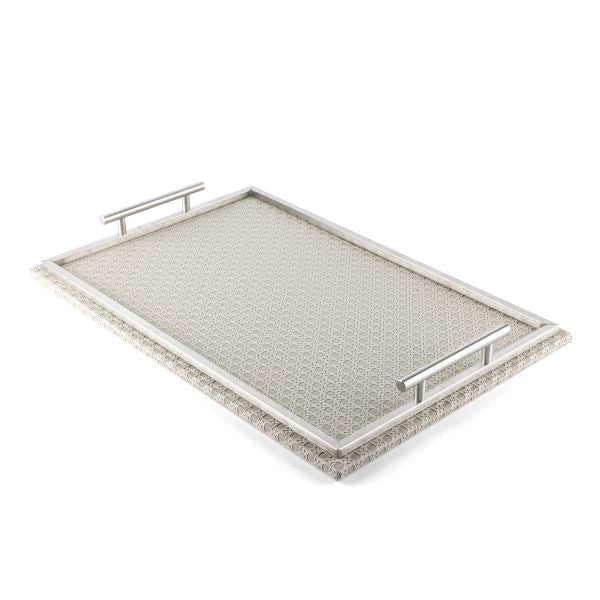 Leather Tray From Rattan - Beige