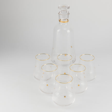 Nourhan - Jug with 6 Short glass cups - Gold