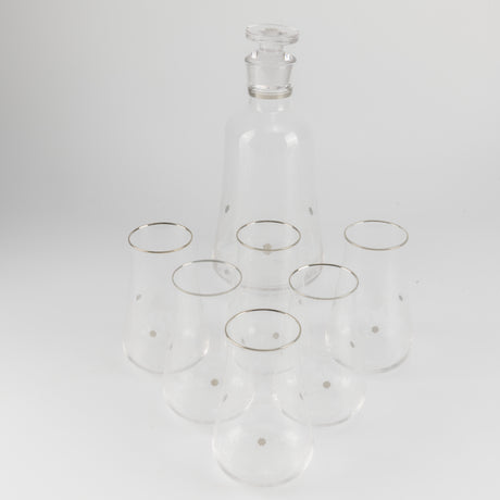 Nourhan - Jug with 6 Tall glass cups - Silver