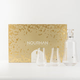 Nourhan - Jug with 6 Tall glass cups - Silver