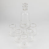 Nourhan - Jug with 6 Short glass cups - Silver