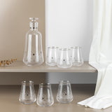 Nourhan - Jug with 6 Short glass cups - Silver