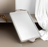 Nourhan- Serving Tray - Matt silver & beige