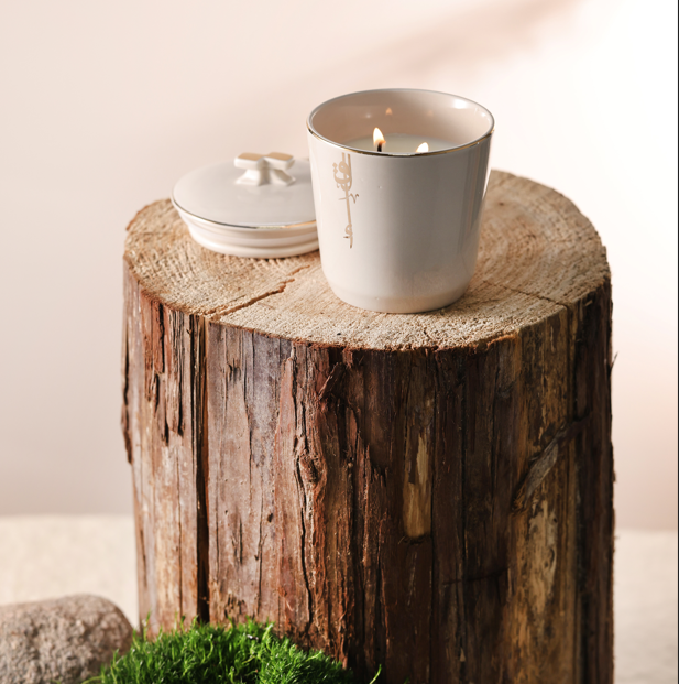 LIQAA - Medium Candle|Fruit Basket - Beige & Gold