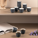 Mirral - Arabic Coffee Cups Set (12-Pc) - Dark Blue & Silver