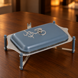 Jiwar - Medium Twin Candle Pyrex Chafer - Haze Blue & Silver