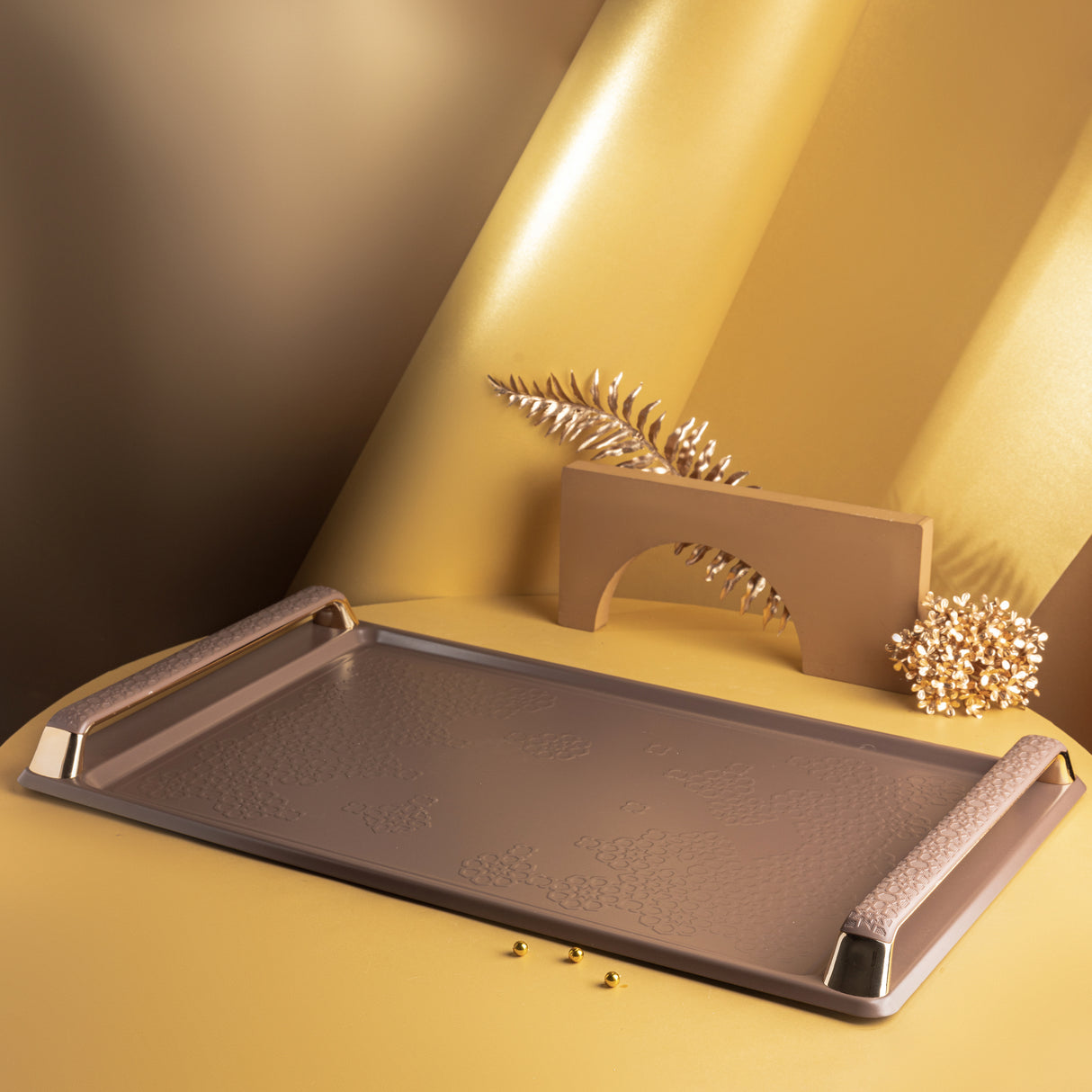 Crown - Stainless Steel Tray - Brown & Gold