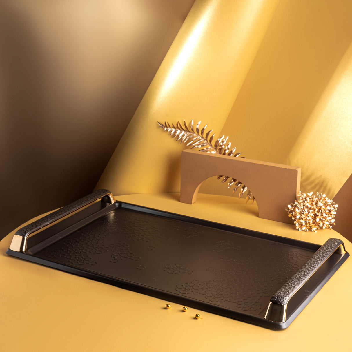 Crown - Stainless Steel Tray - Black & Gold